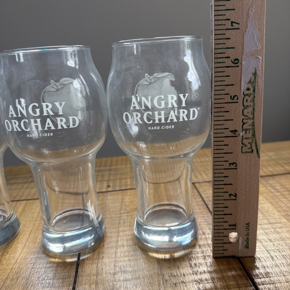 Angry Orchard Hard‎ Cider Glasses Set of 4 Clear Logo Tulip Pint  7 inch - Picture 8 of 10